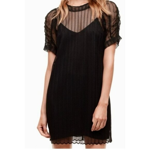 ALT Elena Gilbert Anthropologie Wilfred Crochet Dress Sz Small Black Whimsigoth - Picture 1 of 9